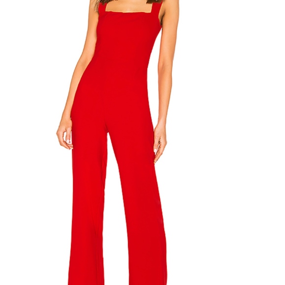 red square neck jumpsuit